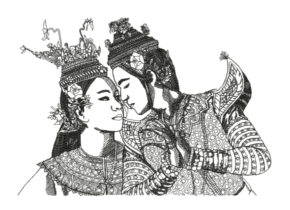 Couple in Ramayana Embroidery Design