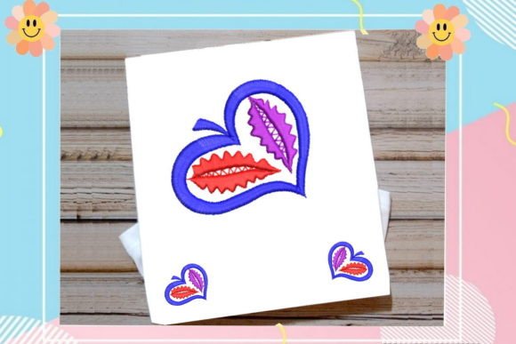 Cute Colorful Heart Embroidery Design