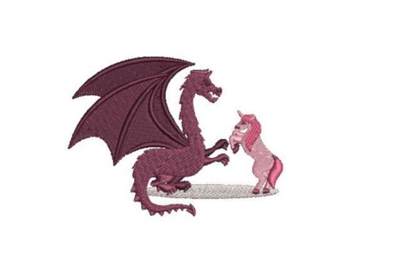 Dragon and Unicorn Embroidery Design