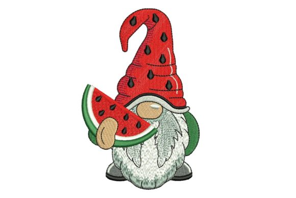 Watermelon Gnome Embroidery Design